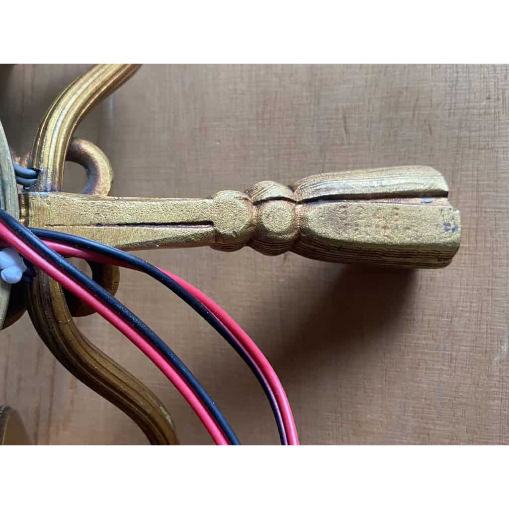 1950/70′ Paire d’Appliques en Bronze Doré Avec Miroir Convexe Signée Petitot | Biron 1950/70′ Paire d’Appliques en Bronze Doré Avec Miroir Convexe Signée Petitot