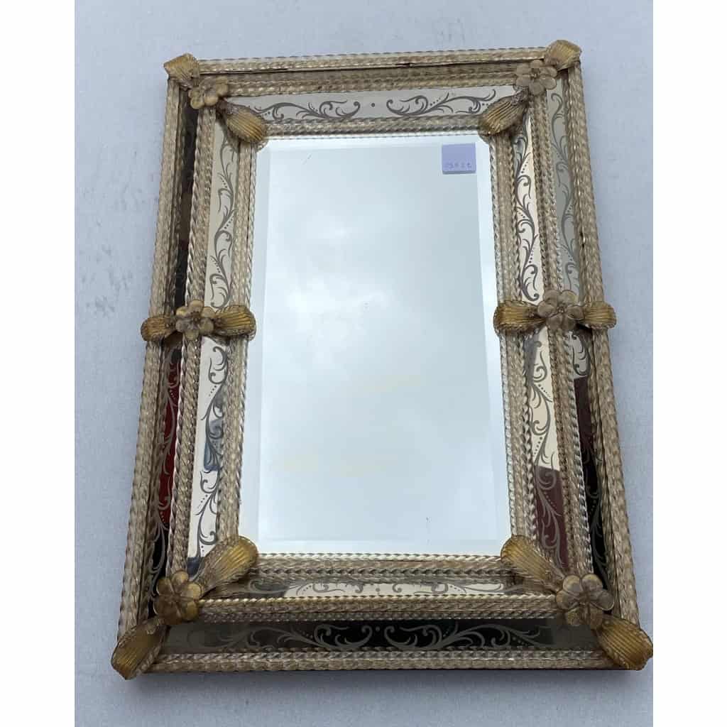 1950/70′ Miroir Murano Style Véronèse Pareclose Rectangulaire avec Réserve Doré A l’ Or | Biron |||||||||||