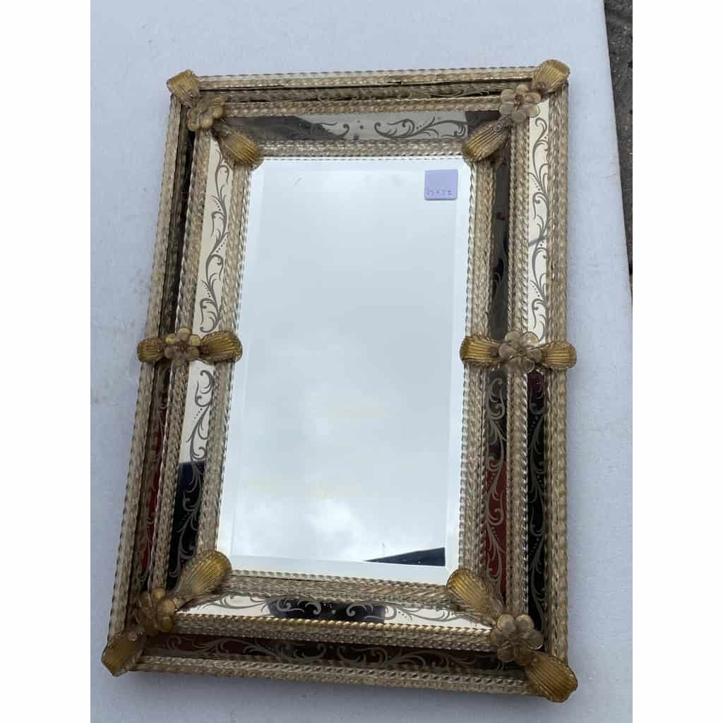 1950/70′ Miroir Murano Style Véronèse Pareclose Rectangulaire avec Réserve Doré A l’ Or | Biron 1950/70′ Miroir Murano Style Véronèse Pareclose Rectangulaire avec Réserve Doré A l’ Or