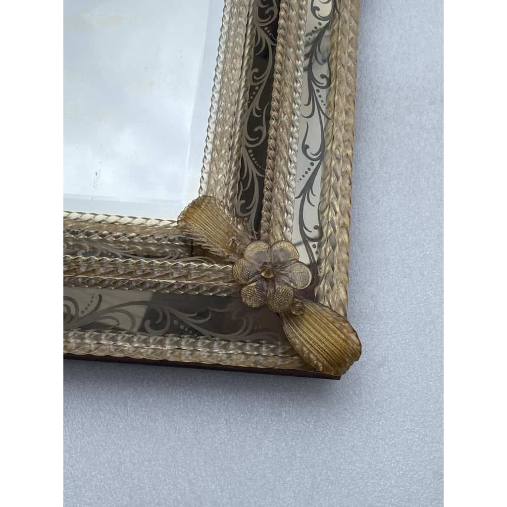 1950/70′ Miroir Murano Style Véronèse Pareclose Rectangulaire avec Réserve Doré A l’ Or | Biron 1950/70′ Miroir Murano Style Véronèse Pareclose Rectangulaire avec Réserve Doré A l’ Or