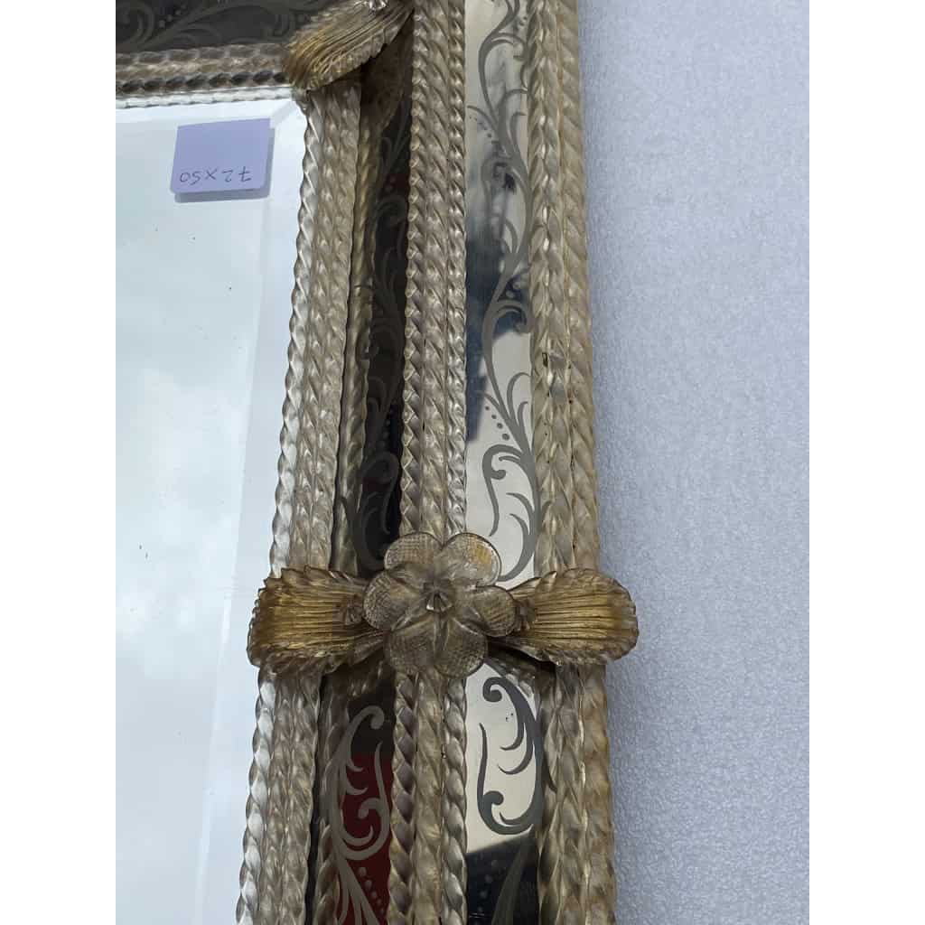 1950/70′ Miroir Murano Style Véronèse Pareclose Rectangulaire avec Réserve Doré A l’ Or | Biron 1950/70′ Miroir Murano Style Véronèse Pareclose Rectangulaire avec Réserve Doré A l’ Or