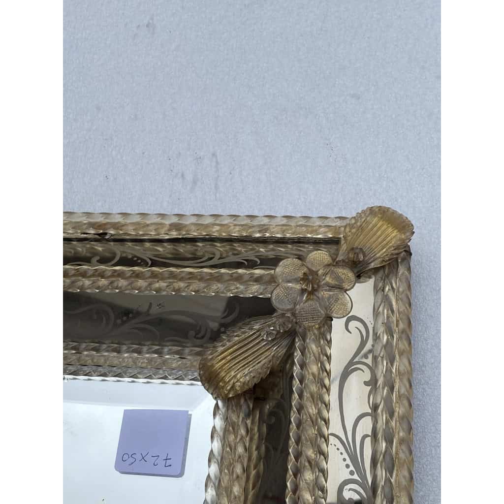 1950/70′ Miroir Murano Style Véronèse Pareclose Rectangulaire avec Réserve Doré A l’ Or | Biron 1950/70′ Miroir Murano Style Véronèse Pareclose Rectangulaire avec Réserve Doré A l’ Or