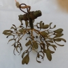 1900′ Lustre Boule de Gui en Bronze Art Nouveau a 3 Lampes 40 X 45 cm Douilles En Forme De Tulipes | Biron 1900′ Lustre Boule de Gui en Bronze Art Nouveau a 3 Lampes 40 X 45 cm Douilles En Forme De Tulipes