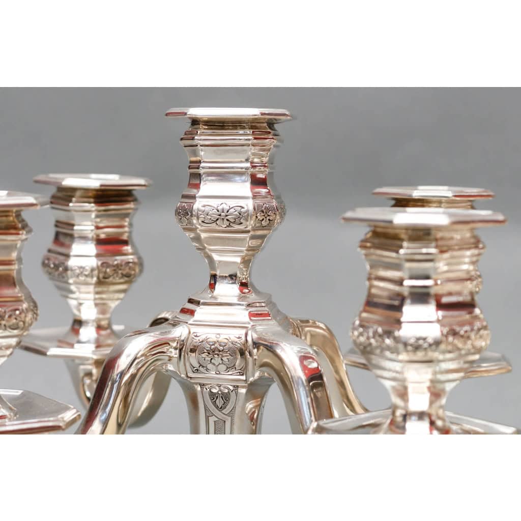 TETARD FRÈRES – PAIRE DE CANDÉLABRES BAS EN ARGENT MASSIF CIRCA 1930 | Biron TETARD FRÈRES - PAIRE DE CANDÉLABRES BAS EN ARGENT MASSIF CIRCA 1930