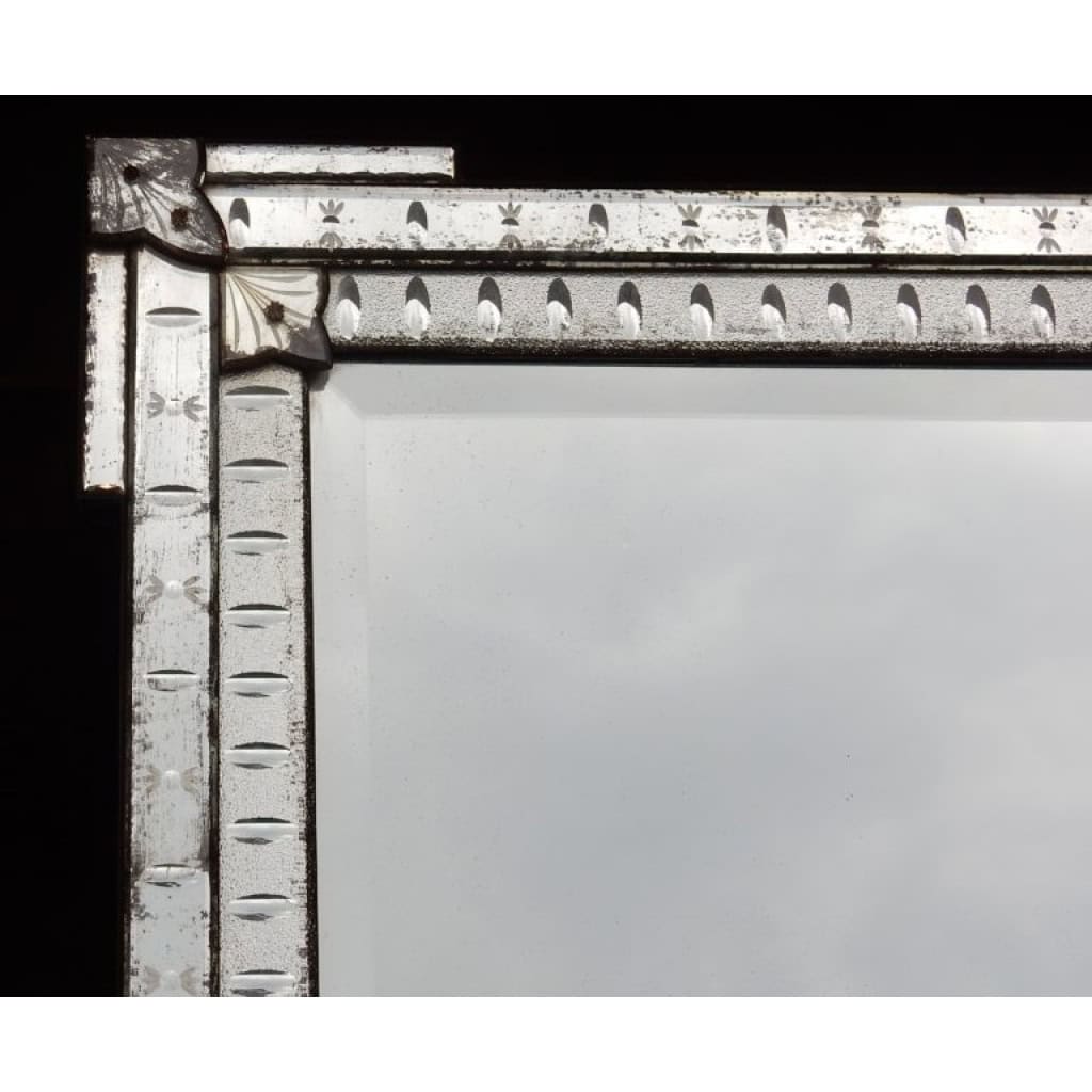 1900′ Miroir Venise a Bulles Ovales et Fleurs 1900′ Miroir Venise a Bulles Ovales et Fleurs