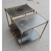 1950-70′ Paire de Bouts de Canapés en Bronze Maison Baguès et 2 Plateaux Gainés de Cuir Noir à Liseret Doré 7
