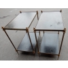 1950-70′ Paire de Bouts de Canapés en Bronze Maison Baguès et 2 Plateaux Gainés de Cuir Noir à Liseret Doré 10