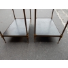 1950-70′ Paire de Bouts de Canapés en Bronze Maison Baguès et 2 Plateaux Gainés de Cuir Noir à Liseret Doré 11