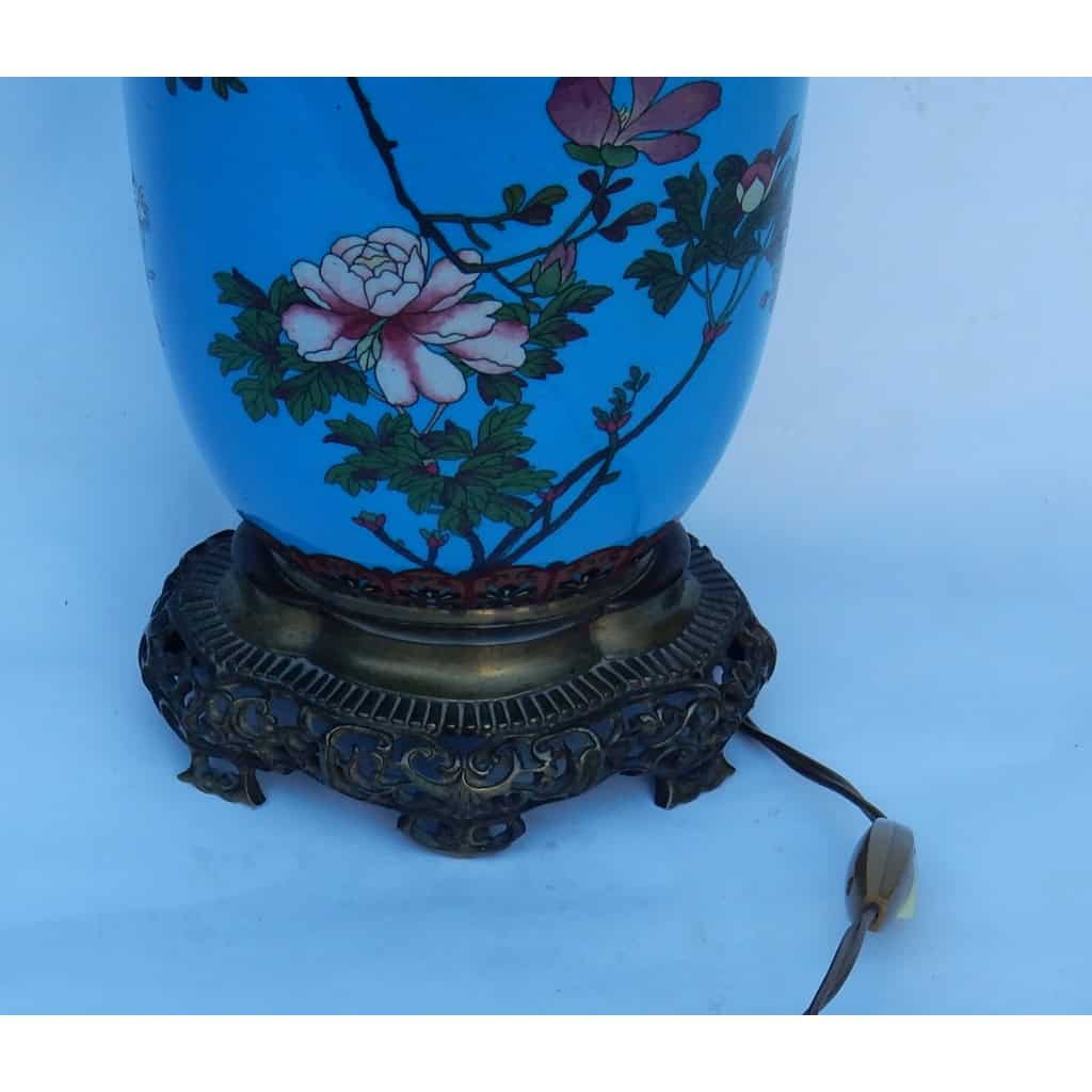 1890′ Lampe Cloisonnée Japon Aux Oiseaux et Fleurs | Biron 1890′ Lampe Cloisonnée Japon Aux Oiseaux et Fleurs