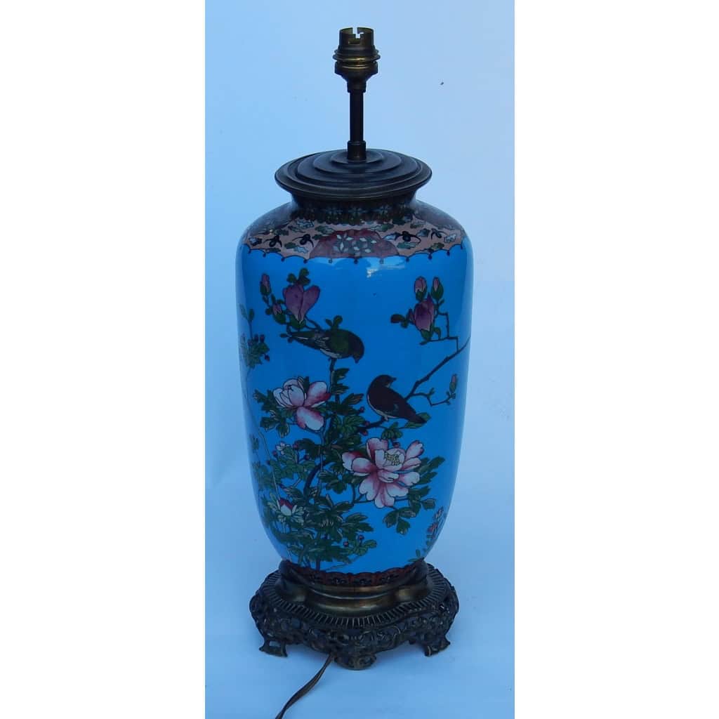 1890′ Lampe Cloisonnée Japon Aux Oiseaux et Fleurs | Biron 1890′ Lampe Cloisonnée Japon Aux Oiseaux et Fleurs