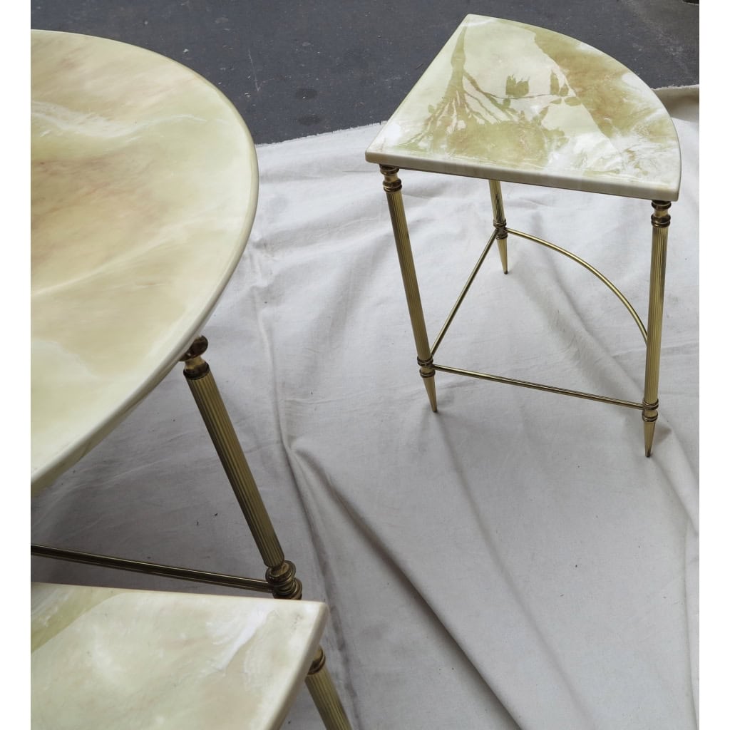 1950/70′ Table Basse Maison Baguès en Bronze et ses 4 Tables en Angles