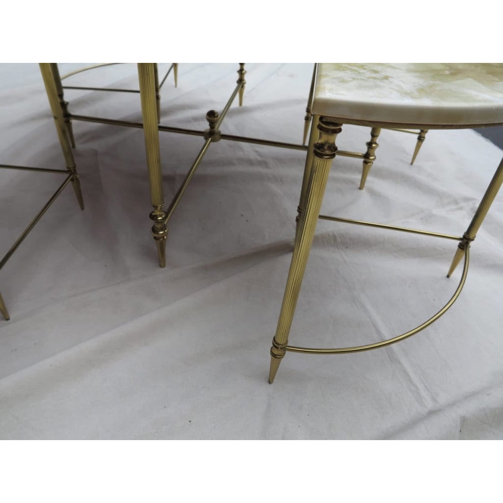 1950/70′ Table Basse Maison Baguès en Bronze et ses 4 Tables en Angles