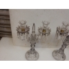 1880′ Paire de Chandeliers Baccarat Cristal Teinté Socles Bosses Rondes | Biron 1880′ Paire de Chandeliers Baccarat Cristal Teinté Socles Bosses Rondes