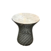 Knoll& Waren PLATNER, Paire de tables d’appoint en acier, plateau en marbre blanc veiné beige | Biron |||||||