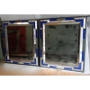1970/80 Paire De Miroirs Venise Style Louis 14 Avec Ornements En Verre Bleu 14
