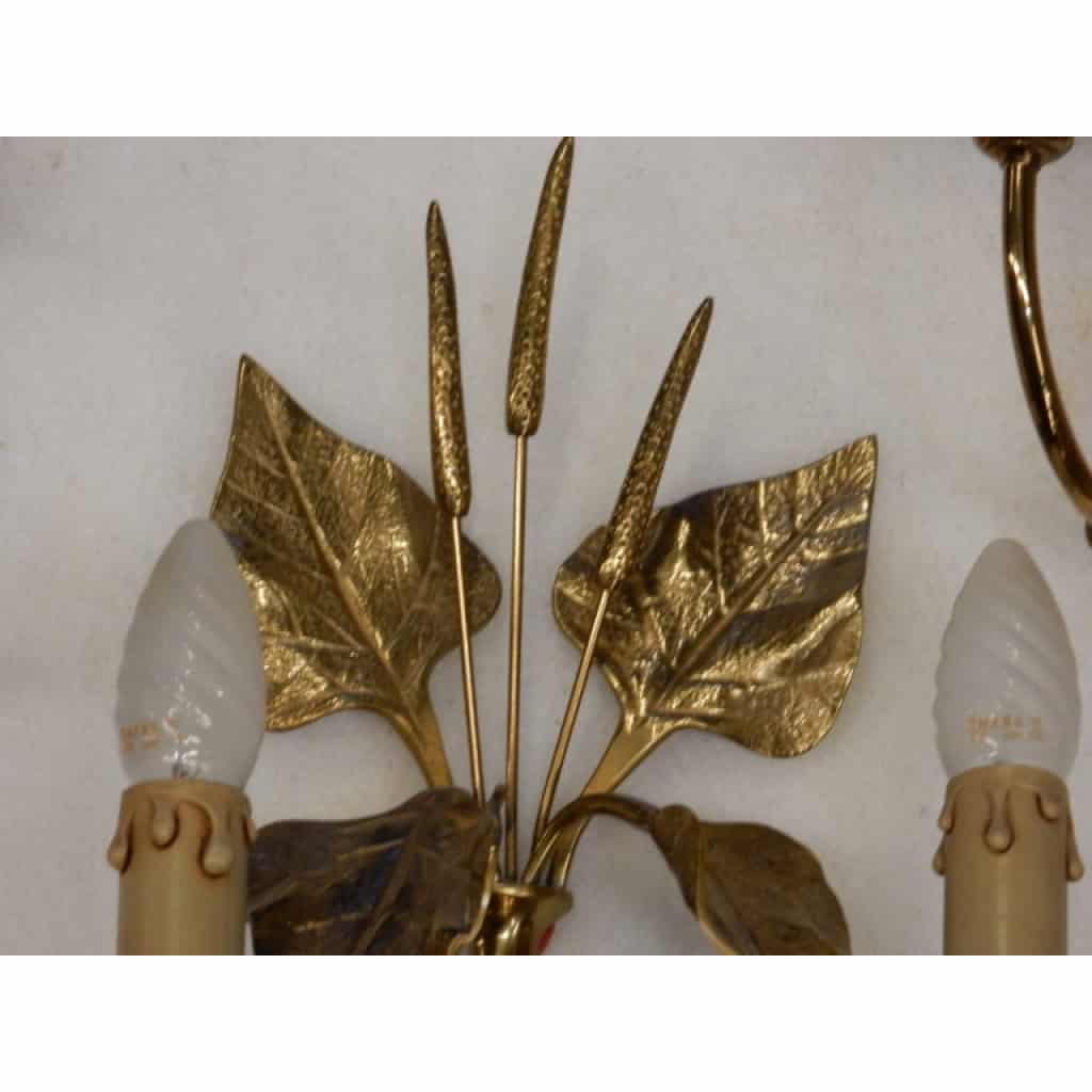 1970′ Série de 5 Appliques aux Plantins Style Maison Jansen | Biron 1970' Série de 5 Appliques aux Plantins Style Maison Jansen
