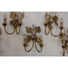1970′ Série de 5 Appliques aux Plantins Style Maison Jansen | Biron 1970' Série de 5 Appliques aux Plantins Style Maison Jansen
