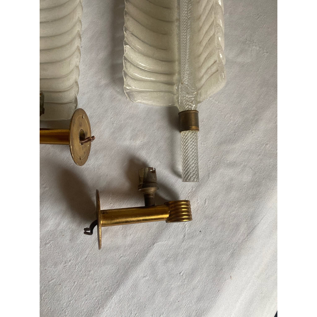 1950/70 Paire D’Appliques Style BAROVIER & TOSO Ou Véronèse Pour Arbus en Cristal de Murano | Biron 1950/70 Paire D’Appliques Style BAROVIER & TOSO Ou Véronèse Pour Arbus en Cristal de Murano