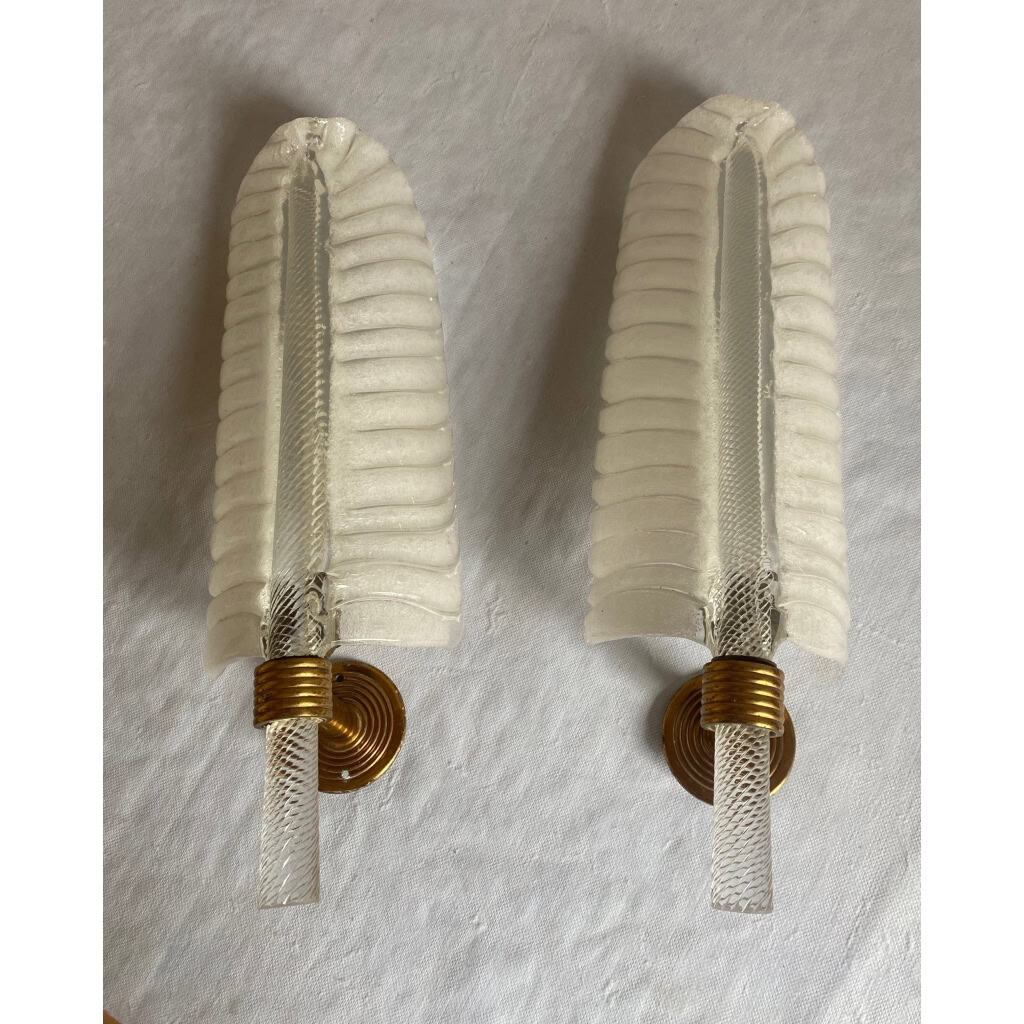 1950/70 Paire D’Appliques Style BAROVIER & TOSO Ou Véronèse Pour Arbus en Cristal de Murano | Biron 1950/70 Paire D’Appliques Style BAROVIER & TOSO Ou Véronèse Pour Arbus en Cristal de Murano