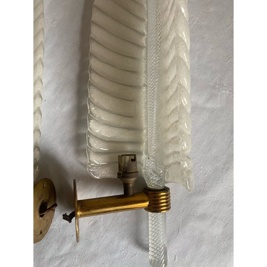 1950/70 Paire D’Appliques Style BAROVIER & TOSO Ou Véronèse Pour Arbus en Cristal de Murano | Biron 1950/70 Paire D’Appliques Style BAROVIER & TOSO Ou Véronèse Pour Arbus en Cristal de Murano