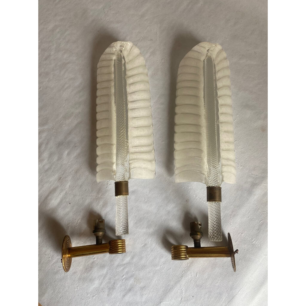 1950/70 Paire D’Appliques Style BAROVIER & TOSO Ou Véronèse Pour Arbus en Cristal de Murano | Biron 1950/70 Paire D’Appliques Style BAROVIER & TOSO Ou Véronèse Pour Arbus en Cristal de Murano
