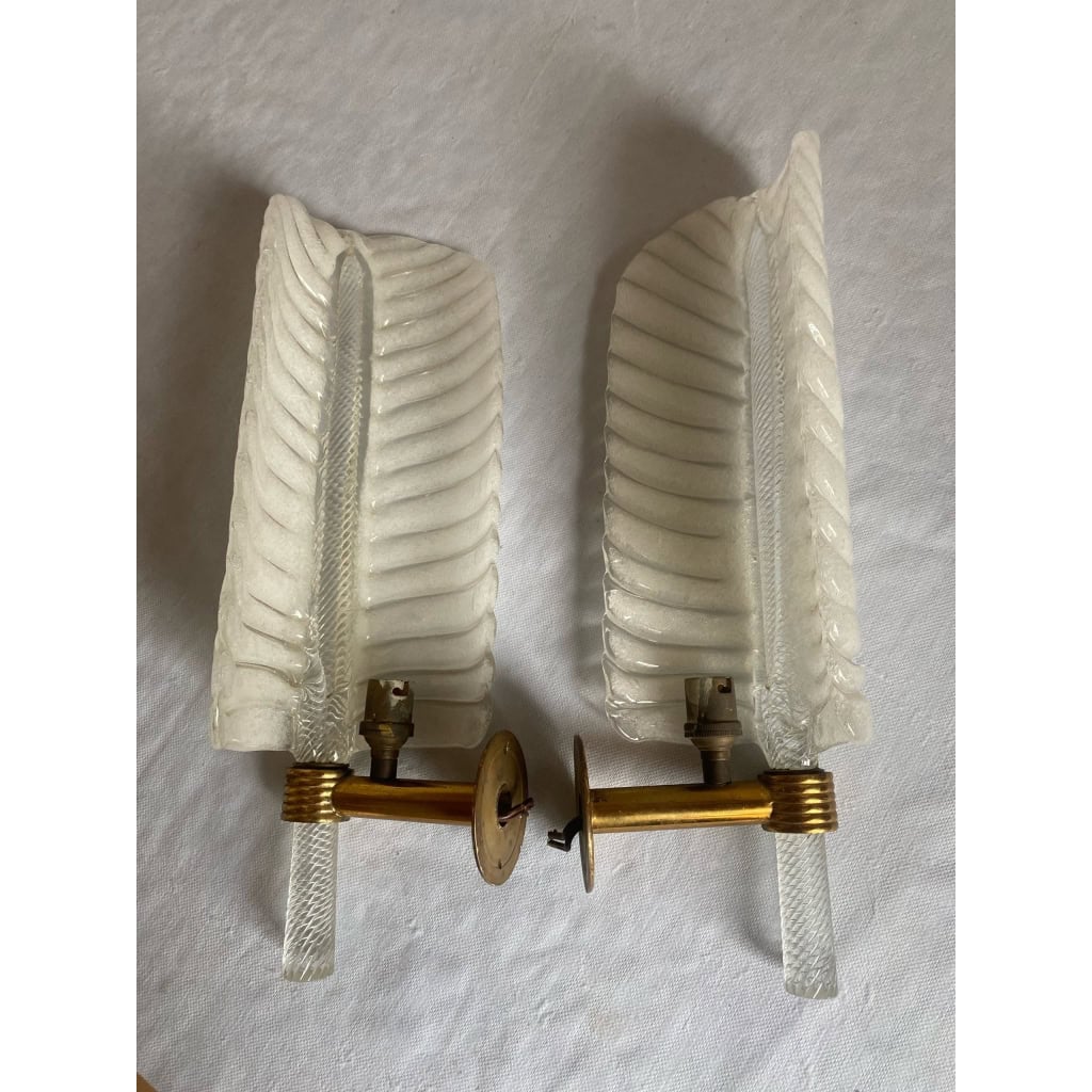 1950/70 Paire D’Appliques Style BAROVIER & TOSO Ou Véronèse Pour Arbus en Cristal de Murano | Biron 1950/70 Paire D’Appliques Style BAROVIER & TOSO Ou Véronèse Pour Arbus en Cristal de Murano