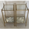 1970′ Paire de Bouts de Canapé Carrés Maison Baguès Plateaux Miroirs Oxydés Argentés | Biron ||||||||