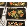 1970′ Paire de Séries de 3 Tables Gigognes Style Maison Baguès Décor Bambou en Bronze Doré Plateaux Laque de Chine Noire Décor de Fleurs Avec Oiseaux | Biron 1970' Paire de Séries de 3 Tables Gigognes Style Maison Baguès Décor Bambou en Bronze Doré Plateaux Laque de Chine Noire Décor de Fleurs Avec Oiseaux