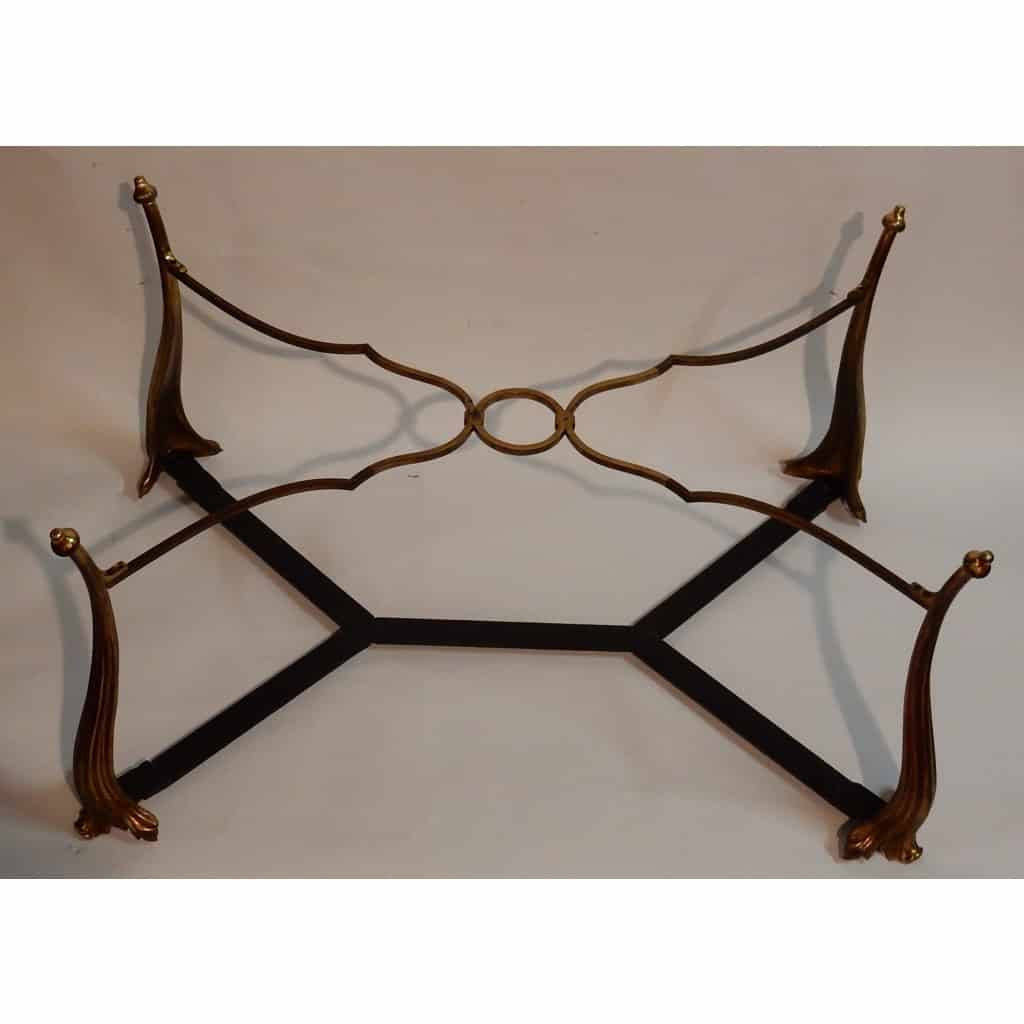 1940/50 Table Basse Plateau Laque de Chine Maison Baguès en Bronze