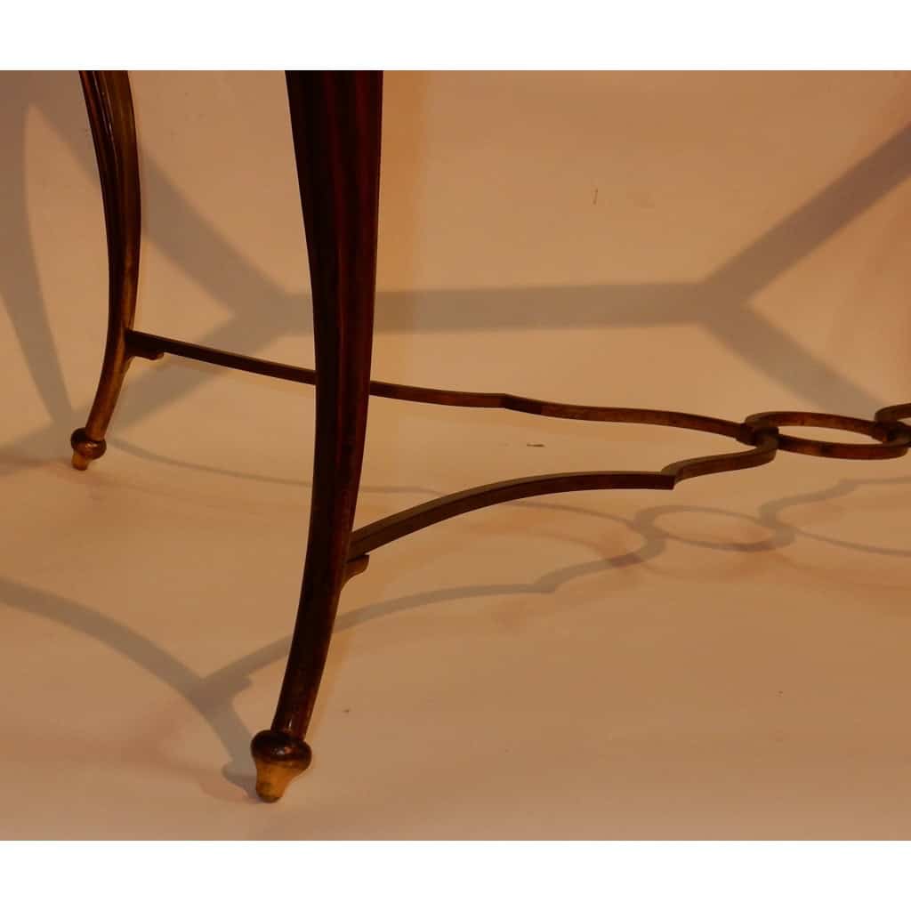 1940/50 Table Basse Plateau Laque de Chine Maison Baguès en Bronze