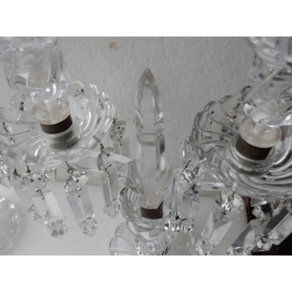 1950′ Paire de Chandeliers Baccarat Modèle Tors Signée | Biron 1950′ Paire de Chandeliers Baccarat Modèle Tors Signée