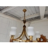 1920/50′ Paire De Lustres Bronze et Laiton Avec Flèche Style Arbus Par Maison Jansen 6 Ampoules