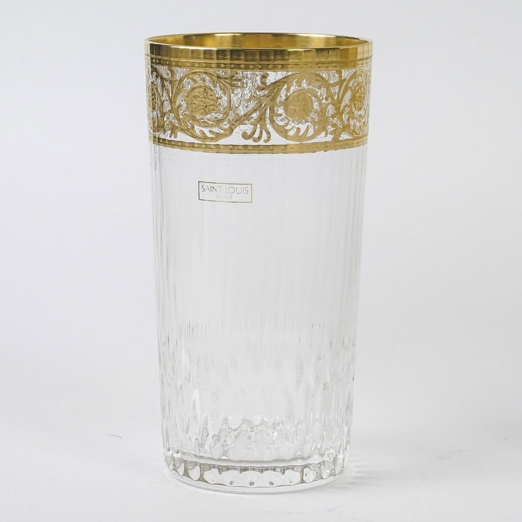 Suite de 6 gobelets et 1 carafe « Thistle » cristal gravé doré de SAINT LOUIS | Biron Suite de 6 gobelets et 1 carafe « Thistle » cristal gravé doré de SAINT LOUIS