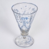 Vase Cornet "Libellules, Fleurettes et Nœuds" verre blanc émaillé bleu et blanc d'Emile GALLE