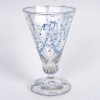 Vase Cornet "Libellules, Fleurettes et Nœuds" verre blanc émaillé bleu et blanc d'Emile GALLE