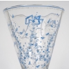 Vase Cornet "Libellules, Fleurettes et Nœuds" verre blanc émaillé bleu et blanc d'Emile GALLE