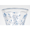 Vase Cornet "Libellules, Fleurettes et Nœuds" verre blanc émaillé bleu et blanc d'Emile GALLE