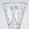 Vase Cornet "Libellules, Fleurettes et Nœuds" verre blanc émaillé bleu et blanc d'Emile GALLE