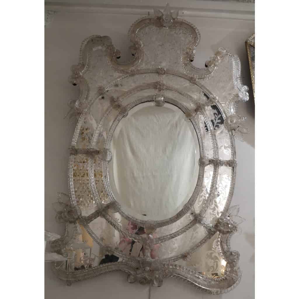 1950′ Miroir Murano Centre Ovale Biseauté | Biron ||||||||