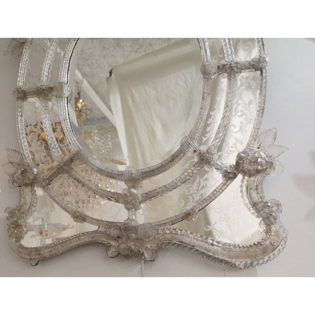 1950′ Miroir Murano Centre Ovale Biseauté | Biron 1950′ Miroir Murano Centre Ovale Biseauté