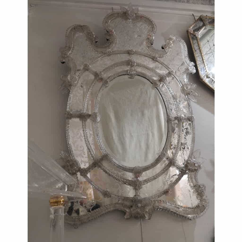 1950′ Miroir Murano Centre Ovale Biseauté | Biron 1950′ Miroir Murano Centre Ovale Biseauté