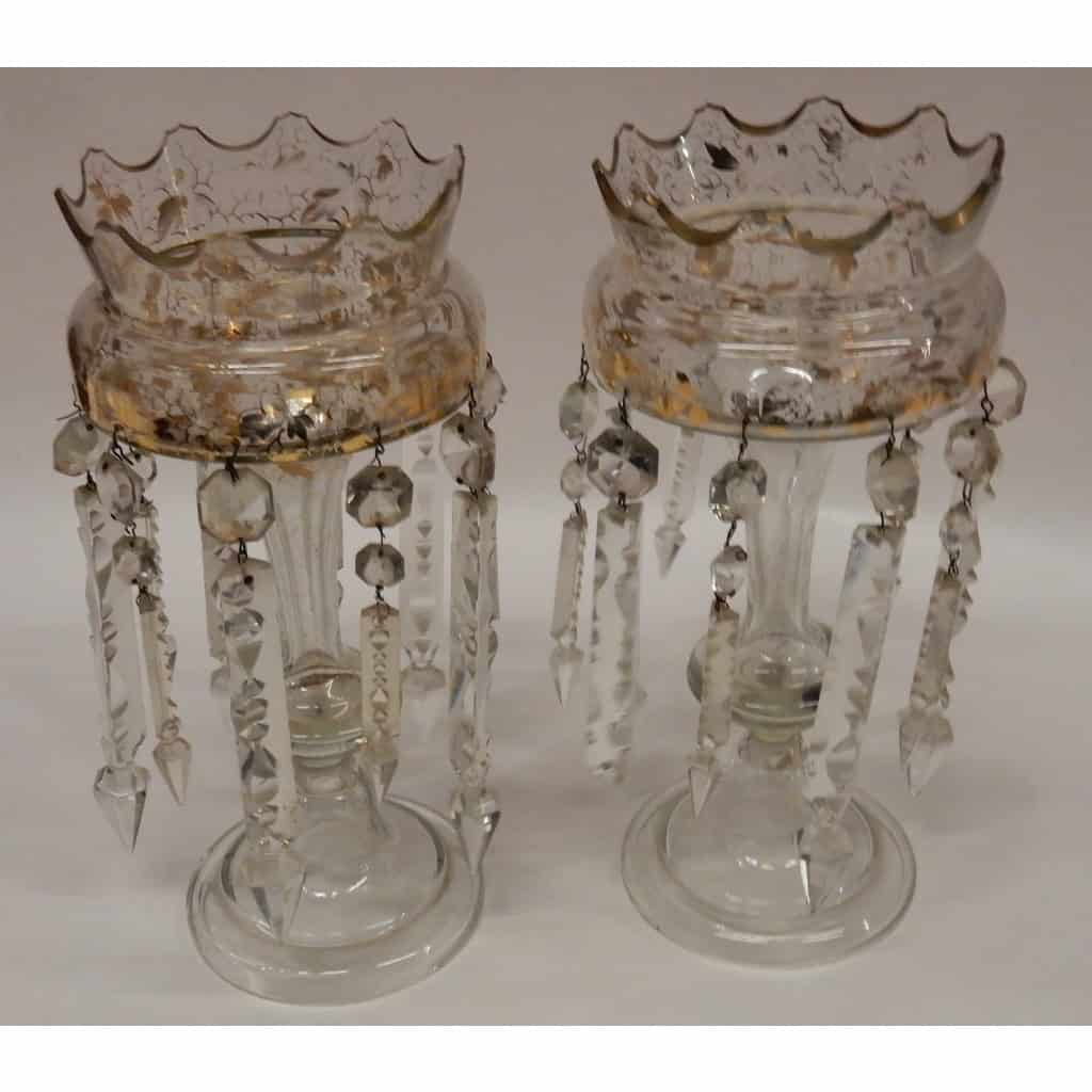 1880′ Paire de Porte Ananas Baccarat Décor à l’Or | Biron |||||||||