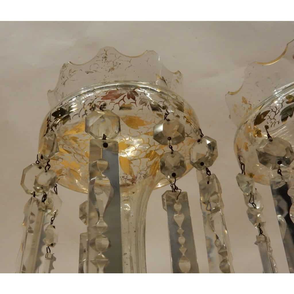 1880′ Paire de Porte Ananas Baccarat Décor à l’Or | Biron 1880′ Paire de Porte Ananas Baccarat Décor à l’Or