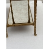 1970′ Paire De Bouts De Canapé Maison Charles , Jansen Ou Baguès Décor Palmier en Bronze Doré avec Plateaux Miroirs Vieillis