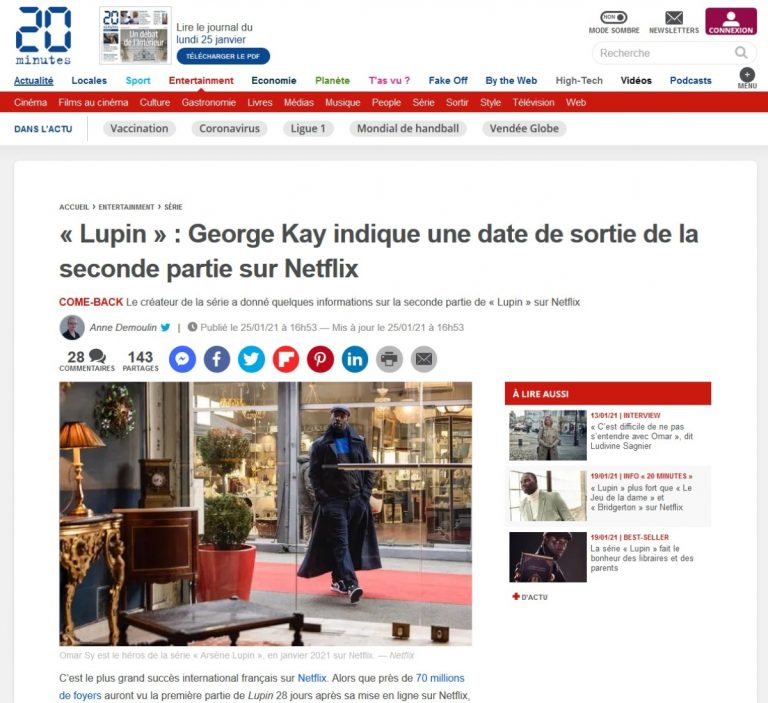 20 Minutes – Lupin avec Omar Sy au Marché Biron | Biron 