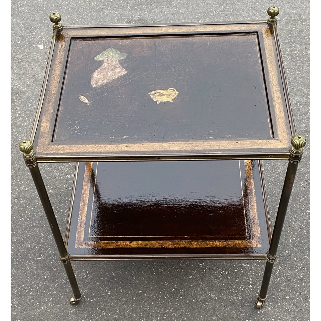1950′ Table Maison Jansen En Bronze Patiné Avec Plateaux Laque de Chine Coromandel | Biron ||||||||||