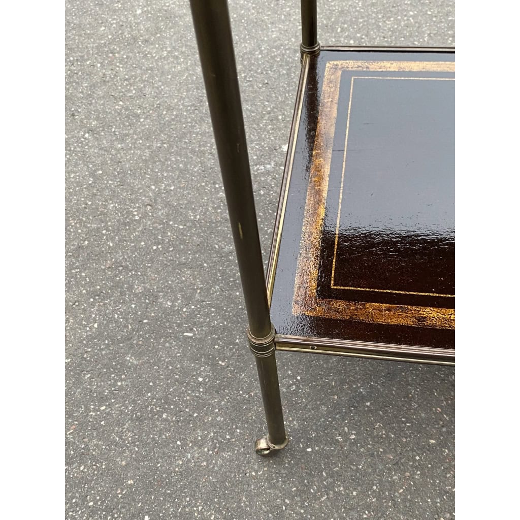 1950′ Table Maison Jansen En Bronze Patiné Avec Plateaux Laque de Chine Coromandel | Biron 1950′ Table Maison Jansen En Bronze Patiné Avec Plateaux Laque de Chine Coromandel