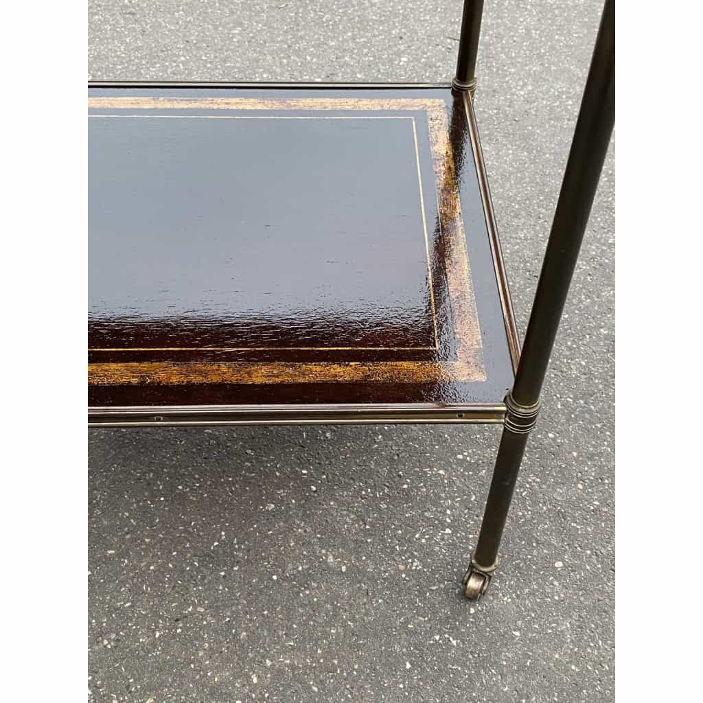 1950′ Table Maison Jansen En Bronze Patiné Avec Plateaux Laque de Chine Coromandel | Biron 1950′ Table Maison Jansen En Bronze Patiné Avec Plateaux Laque de Chine Coromandel