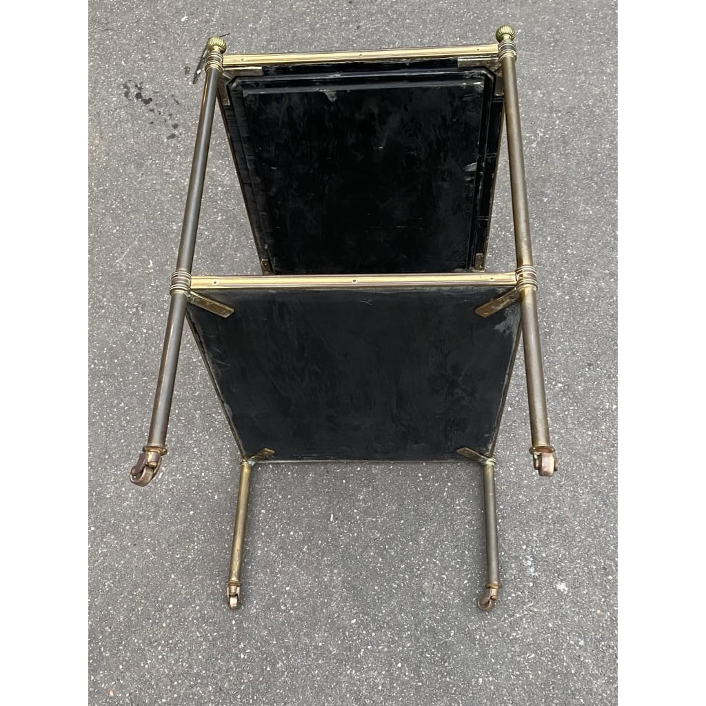 1950′ Table Maison Jansen En Bronze Patiné Avec Plateaux Laque de Chine Coromandel | Biron 1950′ Table Maison Jansen En Bronze Patiné Avec Plateaux Laque de Chine Coromandel
