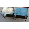 1950/70′ Paire de Bouts de Canapés Bronze, 2 Plateaux Miroirs Oxydés Style Maison Baguès Entretoise Avec Toupie | Biron |||||||||
